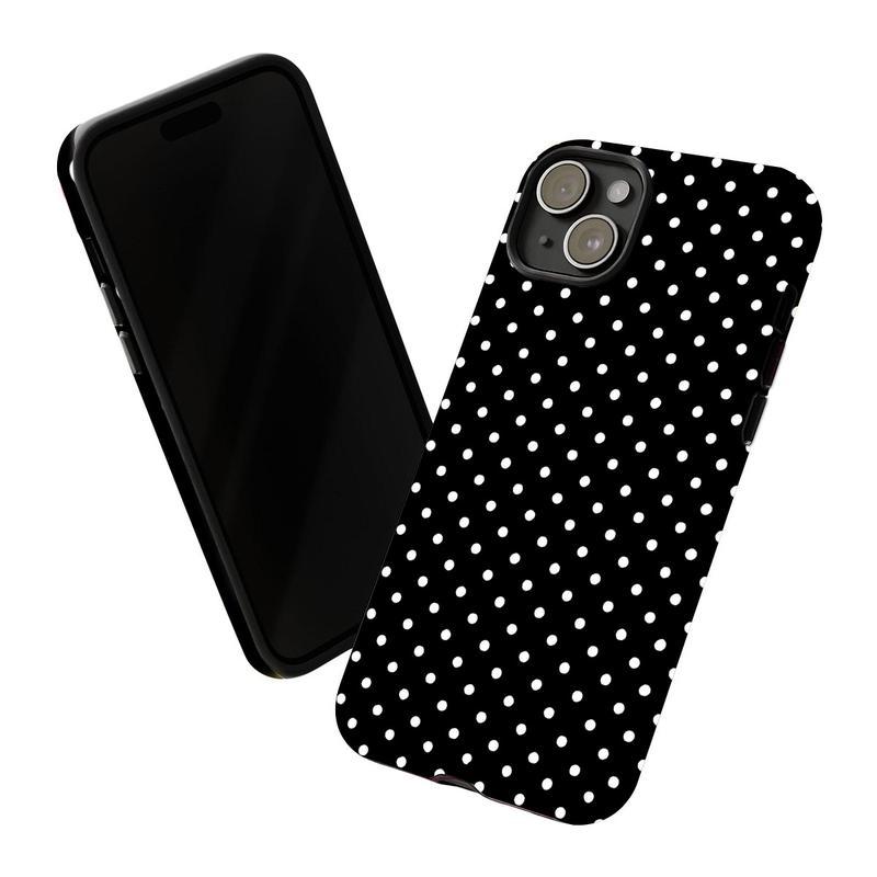 Black Polka Dot Anti - Drop Phone Case - Aesthetic Black and White,Suitable for Iphone17Pro Max ,17. 16Pro/15/14/13/12/11