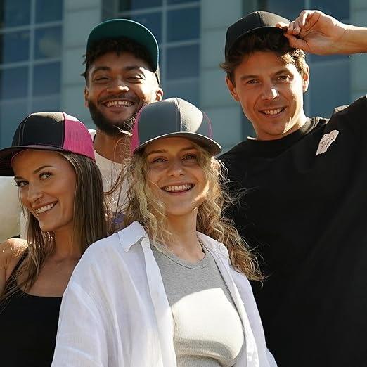 Good osierds Blank Trucker Hat for Men Women, Summer Breathable Mesh Snapback Baseball Cap, Solid Color Flat Brim Hip Hop Streetwear Sun Hat for Outdoor Beach Vacation Travel