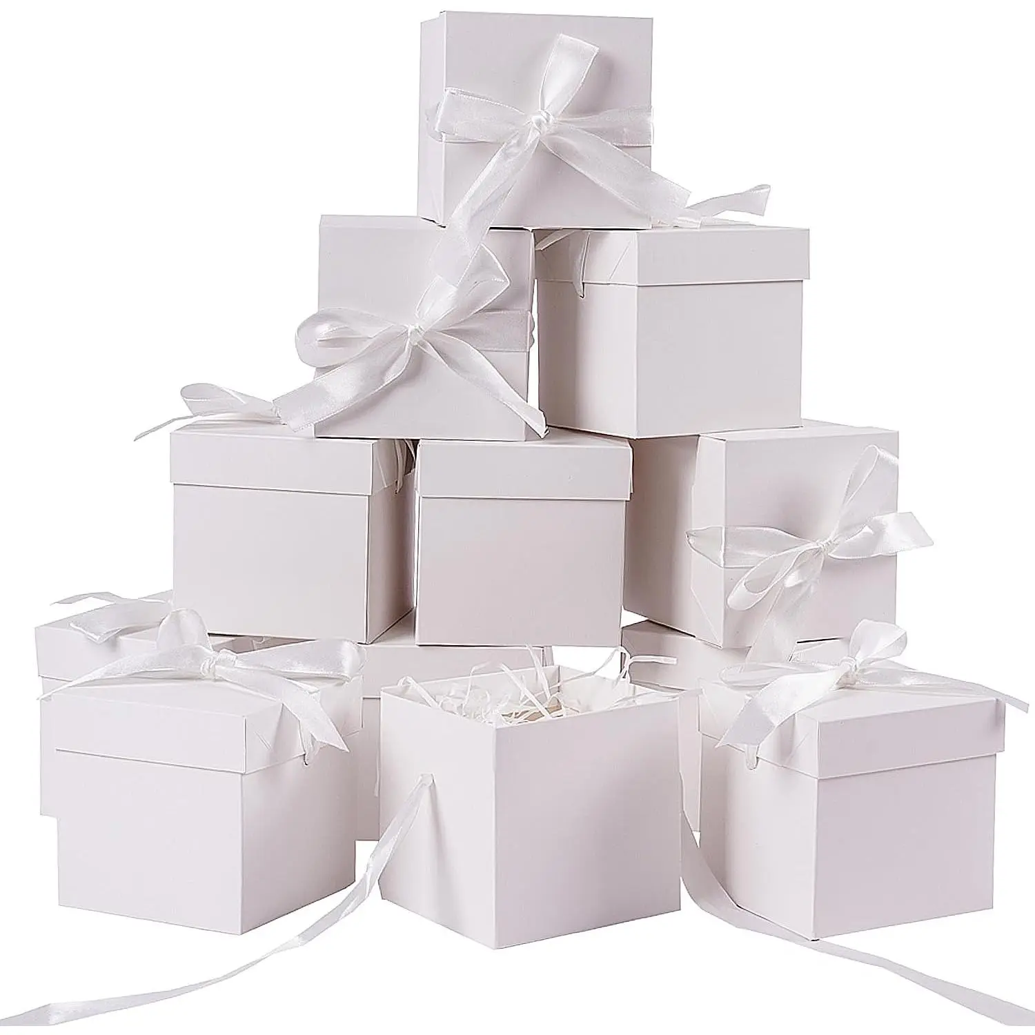 12Pack Small  Boxes with , White  Boxes with Ribbon for Birthday, Present Packing, Party Favor, Candle Boxes,  Boxes, Wedding.