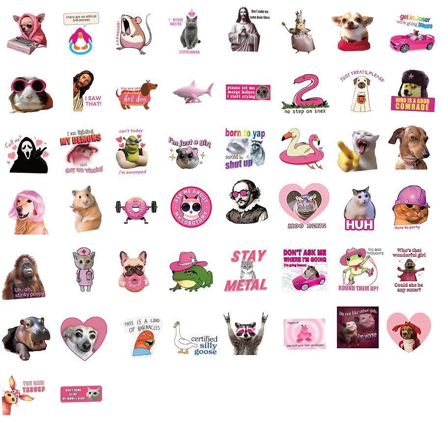 50PCS Funny Pink Stickers Pack, Waterproof Coquette Aesthetic Decals for Planner Hydro Flask Luggage, Kawaii Journaling Supplies for Teens  Decorating everything with these funny pink stickers! Which one is your mood today?