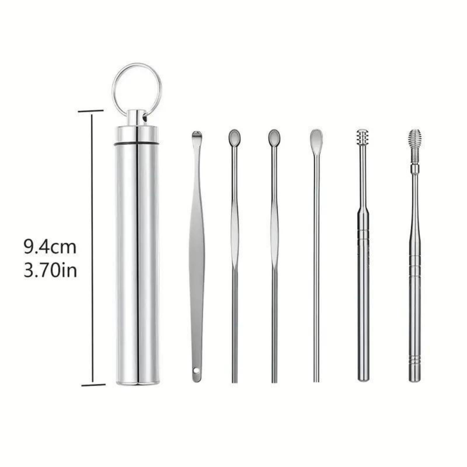 6 Counts/Set Ear Wax Remover Tool,Ear Wax Removal Tool Set with Storage Tube,Ear Cleaning Kit Ear Spoons Ear Picks Curette, Earwax Cleaning Supplies.