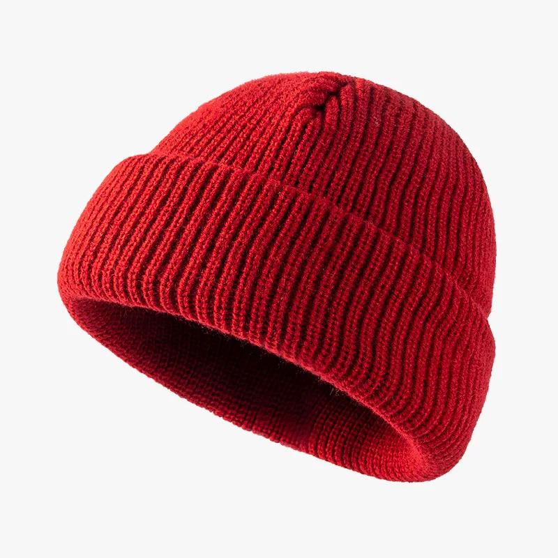 Knitted hat for women in autumn and winter season, melon skin hat for men, warm short style, cold hat, woolen hat