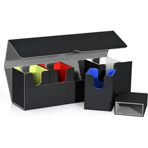 Card Deck Box with Dice Tray for MTG, 5 in 1 Card Deck Case Holds 800+ Unsleeved Cards, Strong Magnet Organizer Compatible with Yugioh TCG Sports Cards (Colorful)