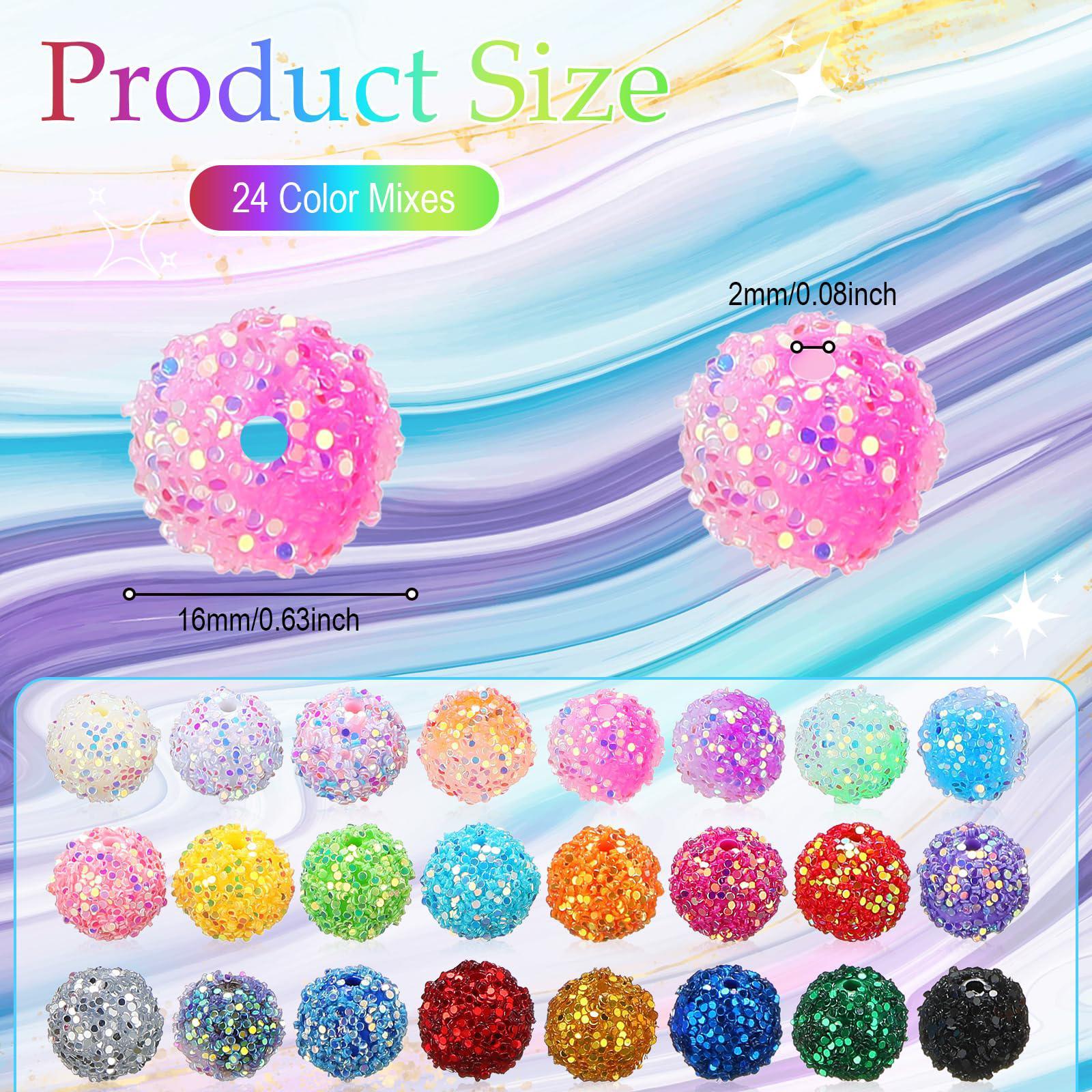16mm Acrylic Beads Mix Crystal Beads Glitter Beads for Making Jewelry, 10pcs DIY Handmade Bead Bracelet Pendant Pen Key Chain, Special Decorative Accessories(Random Color), Christmas, Christmas Gift, Mixed Beads, Diy Beading