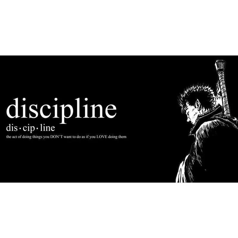 Berserk Guts Discipline Wall Tapestry Funny Gymtok Anime Meme Poster Black Motivational Fitness Banner for Home Gym College Dorm Man Cave Decor