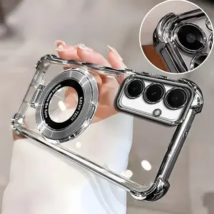 Compatible with A55 | Premium Clear Electroplated Phone Case with Ring Holder, 4-Corner Shockproof & Full Camera Protection HNL0098