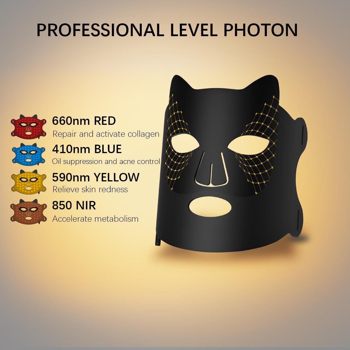 LED Silicone Mask, USB Rechargeable LED Color Light Mask Instrument, Household Facial Mask Spectrometer, Personal Care Appliances, Skin Repair