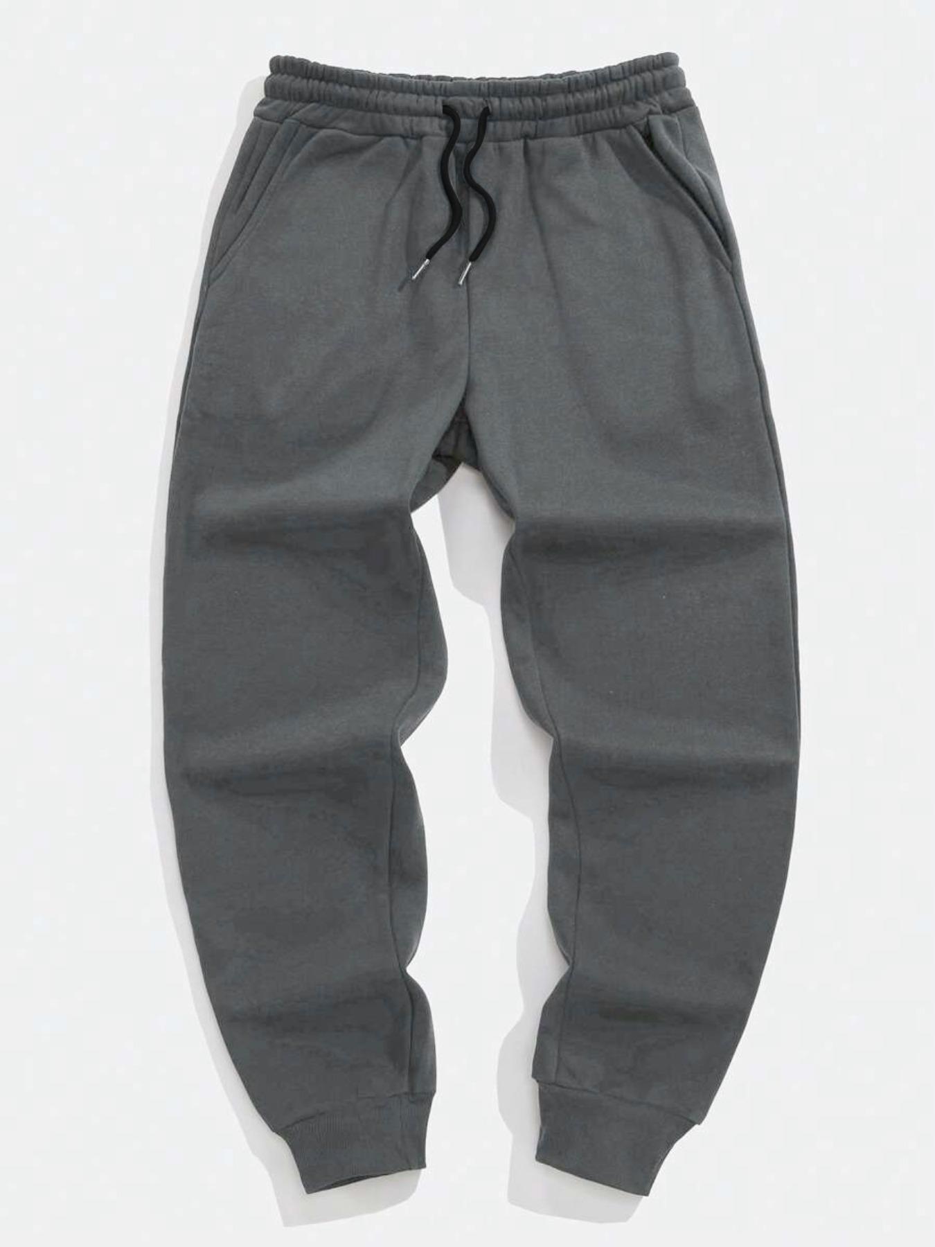 Men's Solid Color Drawstring Waist Sweatpants, Casual Comfy Jogger Pants for Spring & Fall, Men's Trousers for Daily Wear, Casual Sports Trousers