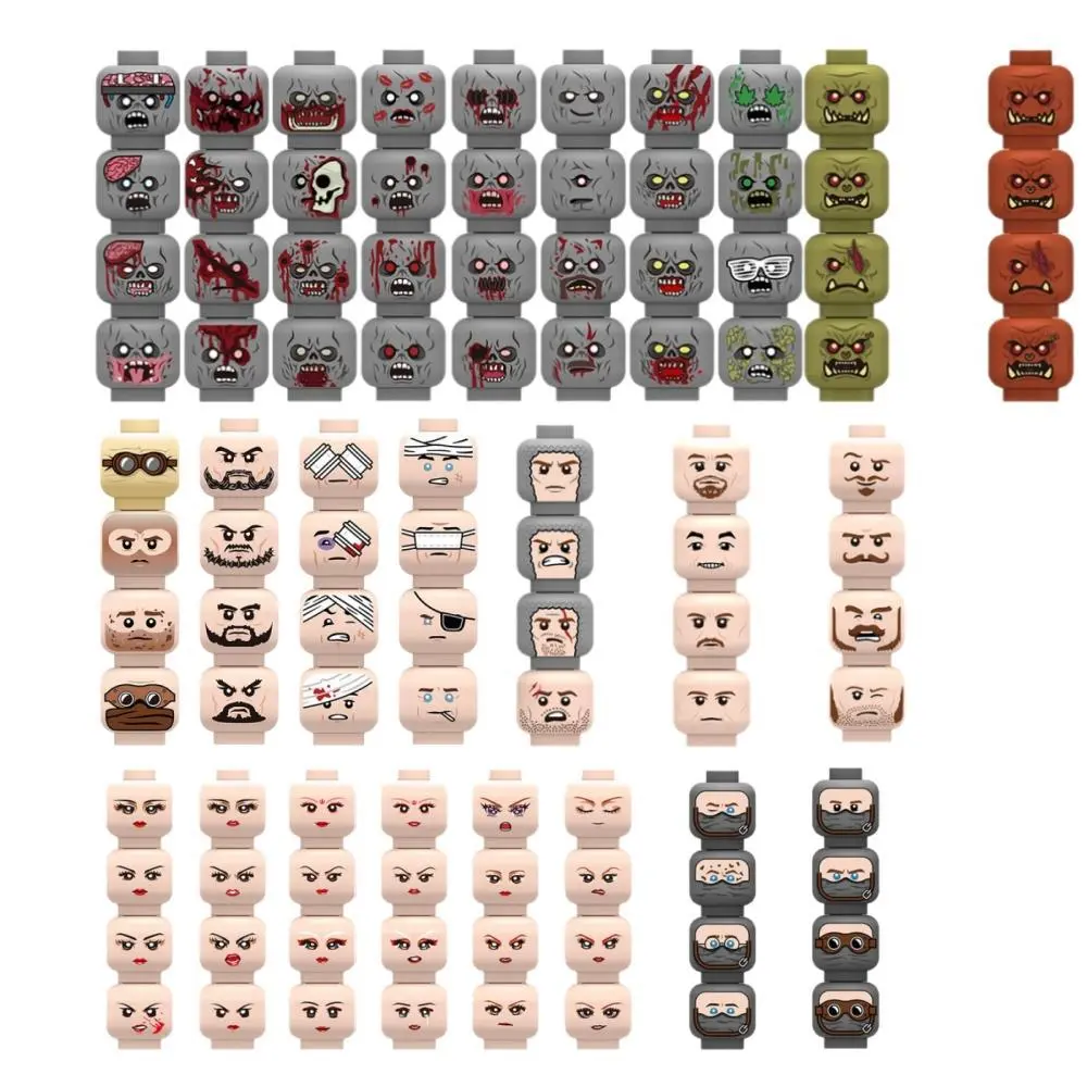 2026 Popular Military Building Bricks & Parts Set - Army Minifigures, Zombie Heads, Injured Emotional Face Heads, Military Weapon Accessories Toy for Kids