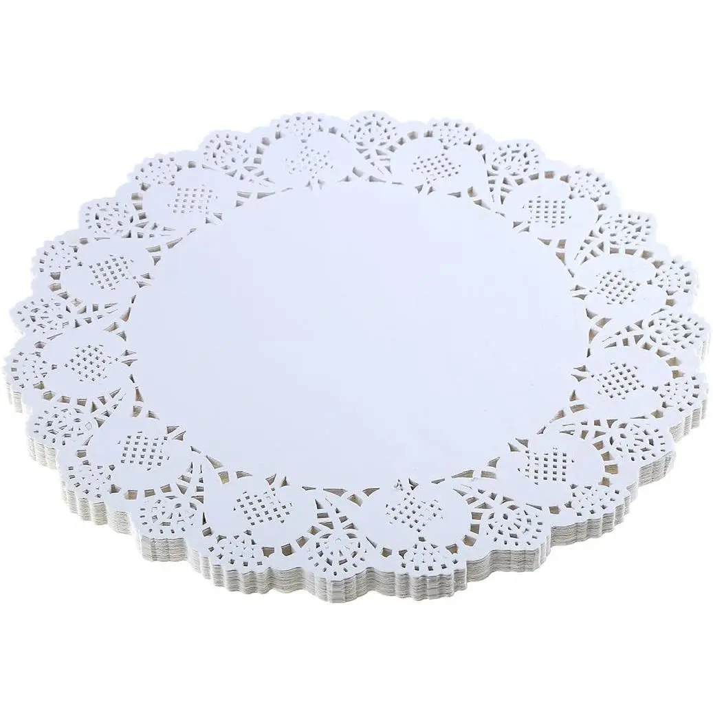 100Pcs 12.5 Inch Round White Paper Lace Doilies for Wedding Table Decorations