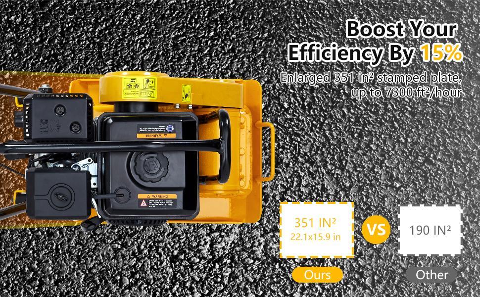 7HP Plate Compactor Rammer, 212CC Gas Engine, 4200lbs Compaction Force Rammer Jumping Jack Tamper, 22.1x15.9 in Plate, 5600 VPM Pavement Compactor for Walkways, Asphalts, Paver Landscaping