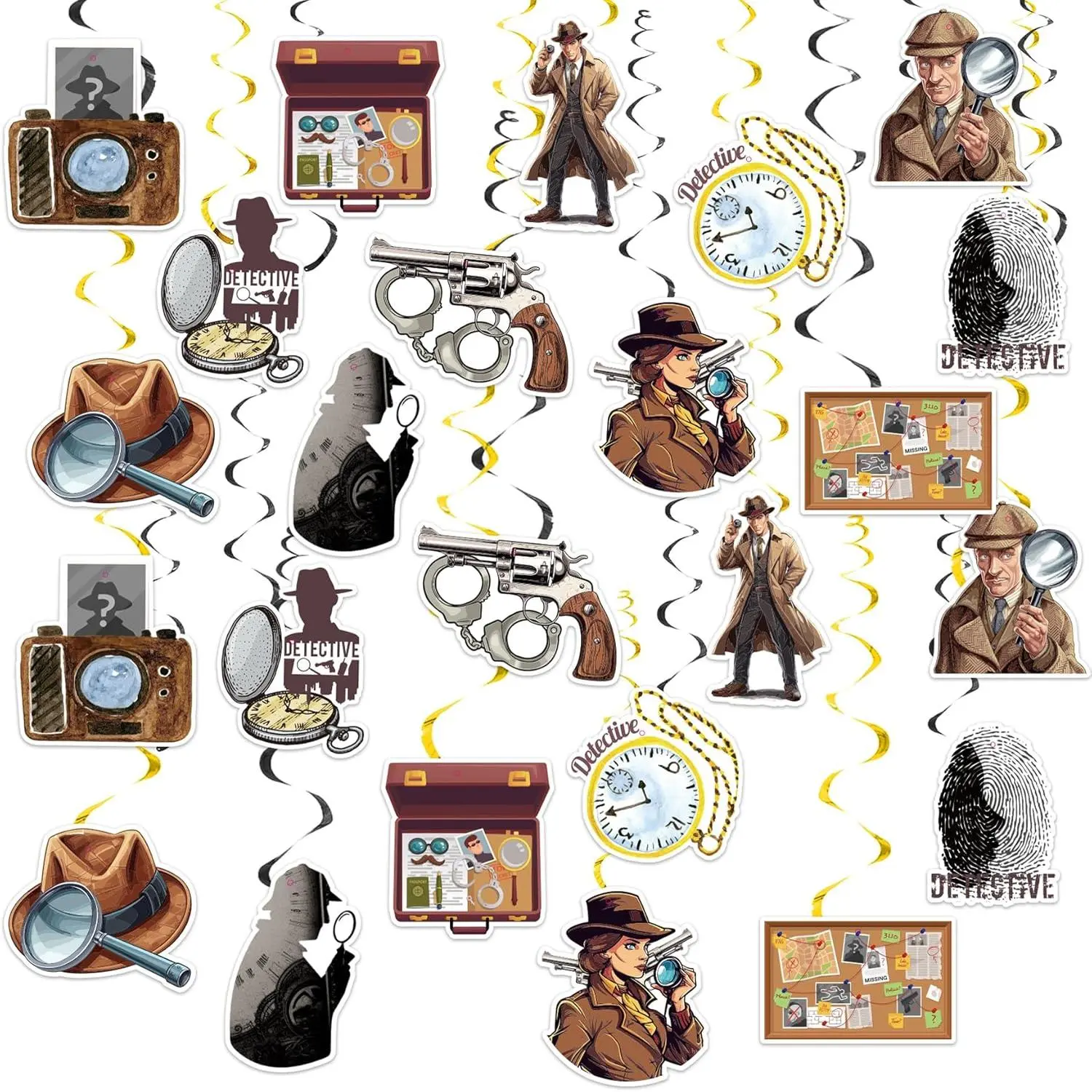 24 count Detective  Swirl Decorations Detective Ceiling Streamers  Decorations Detective Party Decorations for Detective Birthday Party Supplies