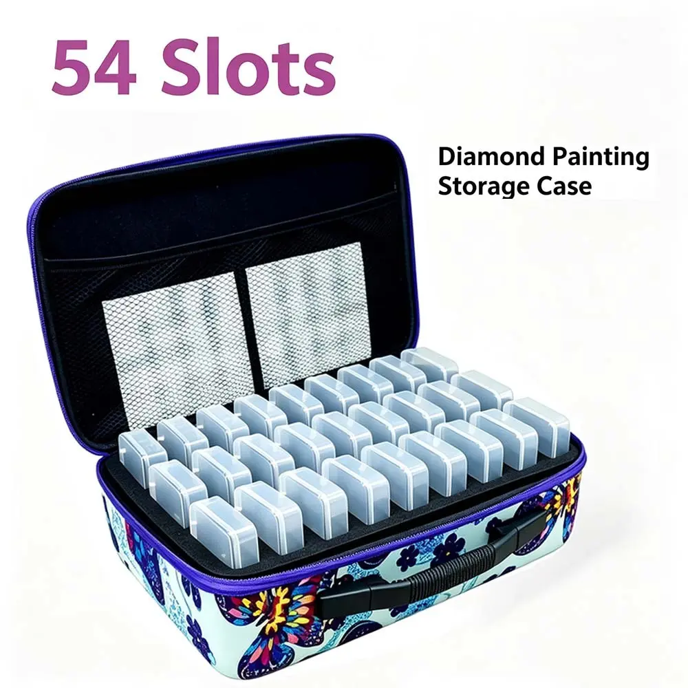 54 Slot Diamond Painting Storage Box Set, DIY Diamond Painting Tools Kit, Includes Stickers and Funnel, Perfect for Craft Enthusiasts