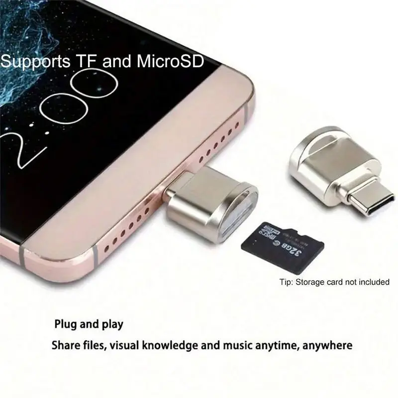 Compact USB-C & OTG-Enabled Micro SD Card Reader, Data Transfer & Storage Management, Ideal for Laptops, Tablets, Smartphones