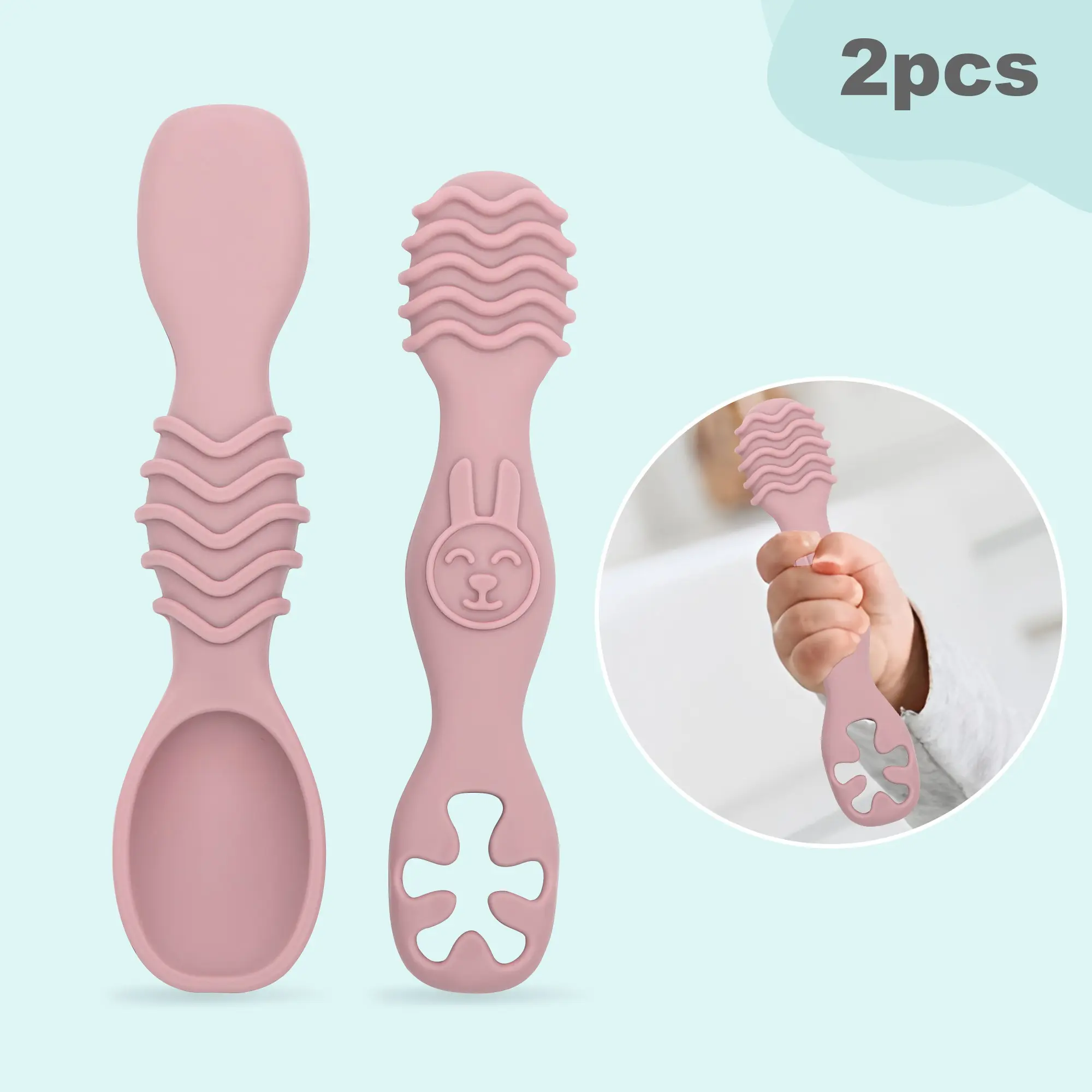 2pcs Silicone Baby Feeding Spoons, First Stage Infant Spoons, Soft-Tip Easy on Gums I Baby Training Spoon | Infant Utensils Feeding Supplies, Feeding Accessories, Dishwasher & Boil-proof