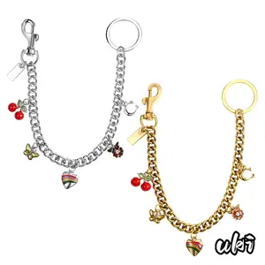 Cherry Shaped Decorative Link Chain For Female Users, Multipurpose Ornament Usable As Handbag Charm And Jean Waist Accessory In Daily Casual Outfit Matching Scenes room decor