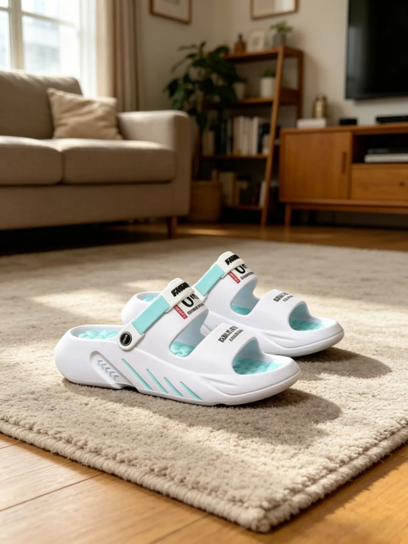 1 Pair of Men's 2-Way Slides: Anti-slip & Wear-resistant, Shock-absorbent & Comfortable, Adjustable Heel Strap, Massage Particle Footbed, Ideal for Men's Summer Home Wear