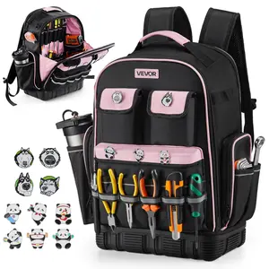 【DealsForYouDays】VEVOR Tool Backpack, 56 Pockets, Heavy-duty Tools Storage Organizer Work Bags with Laptop Compartment Molded Base, Electrician Jobsite Backpack for Electrician, Repairman, and HVAC Techs