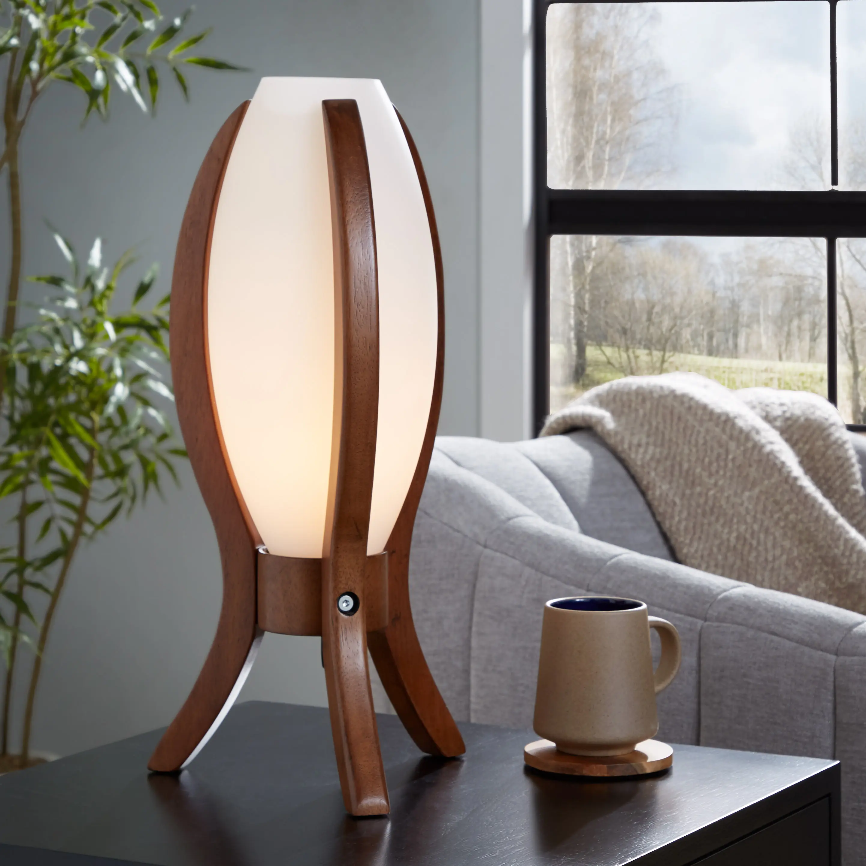 Nokaa Desk Lamp with Walnut Wood and Frosted Glass Shade, Modern Table Lamp for Living Room, Bedroom, Office, Study, Warm Ambient Lighting, Decorative Nightstand Light, 1 Pack, Home Furniture and Household Product Search Terms for US Online Shopping