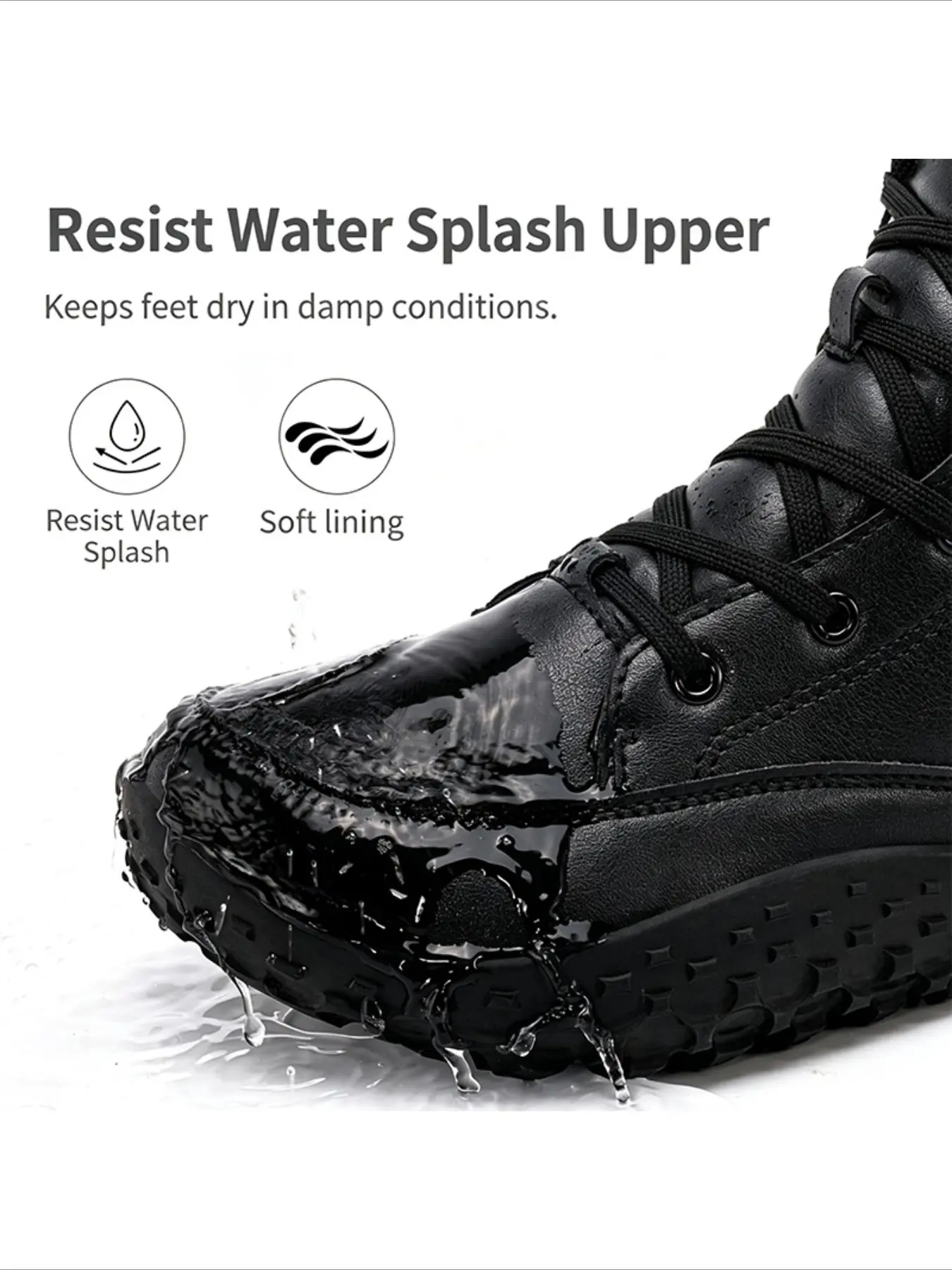 HOTYEER Mens Wide Toe Barefoot Boots with Zero Drop Sole for Outdoor Camping Hiking, Casual Splash-Resistant PU Upper Ankle Boots Platform Chukka High Top Lace-Up Comfortable, Outdoor Shoes