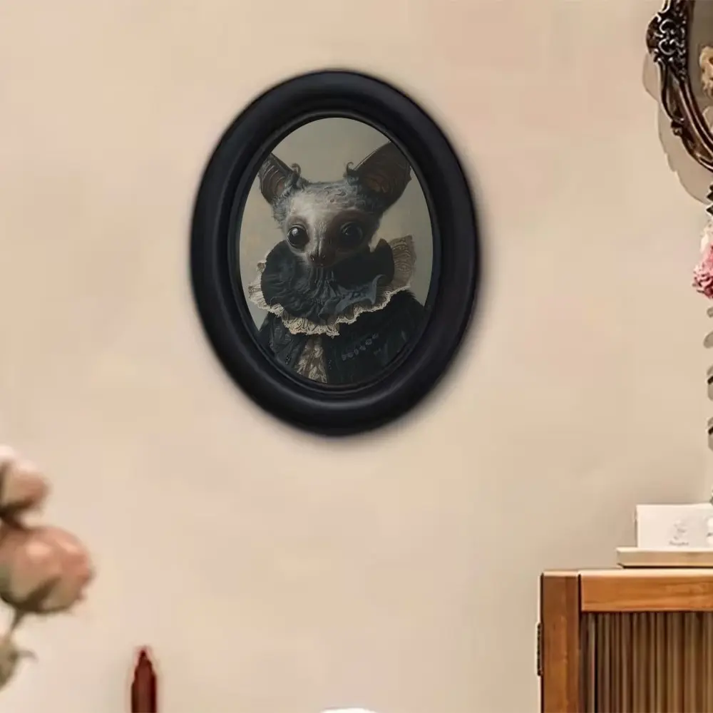 Classical Victorian Lace Bat Decoration Items, Solid Wood Oval Dark Luxury Home Art, Vintage Room Decor, Elegant Wall Decor for Living Room & Bedroom