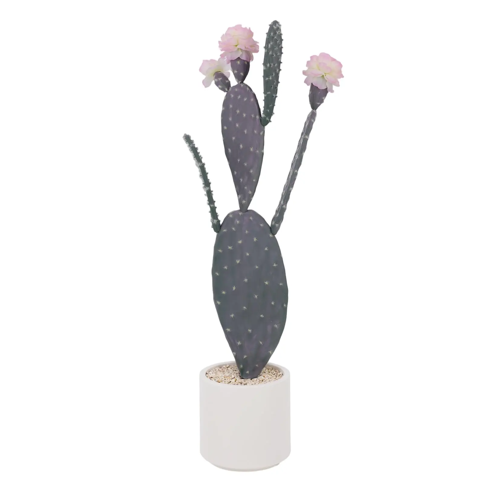 Realistic Large Artificial Cactus in White Pot – 86cm Lifelike Flocked Faux Plant with Pink Flowers & Fruits – Easy Care Decorative fleshy plant for Home, Office, Living Room – Modern Home Decor