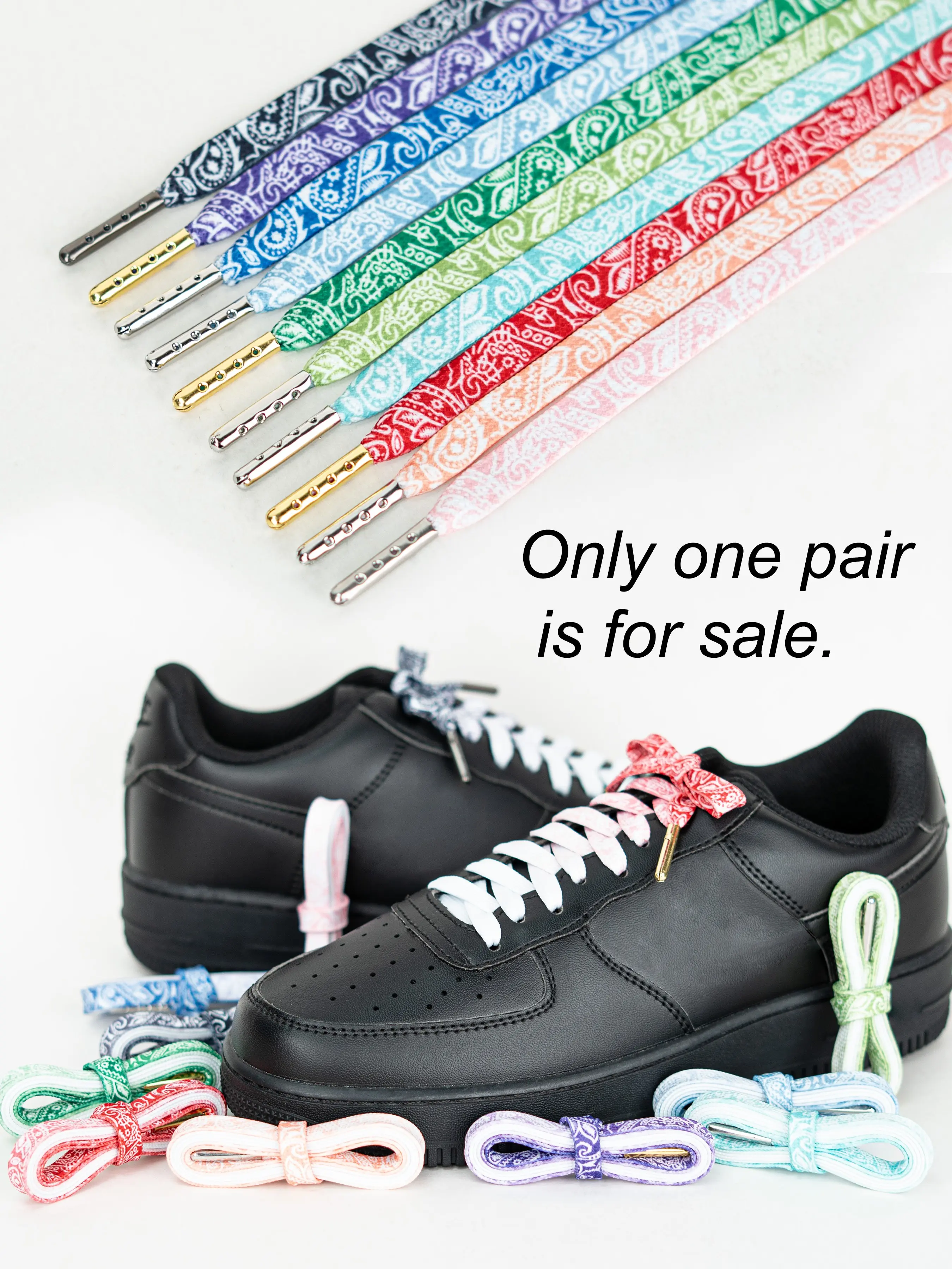8mm Wide Colorful Paisley Gradient Flat Shoelaces with Metal Tips, Shoe Strings for Sneakers, Perfect for Daily Casual Wear, Ideal for Comfortable Footwear Accessories