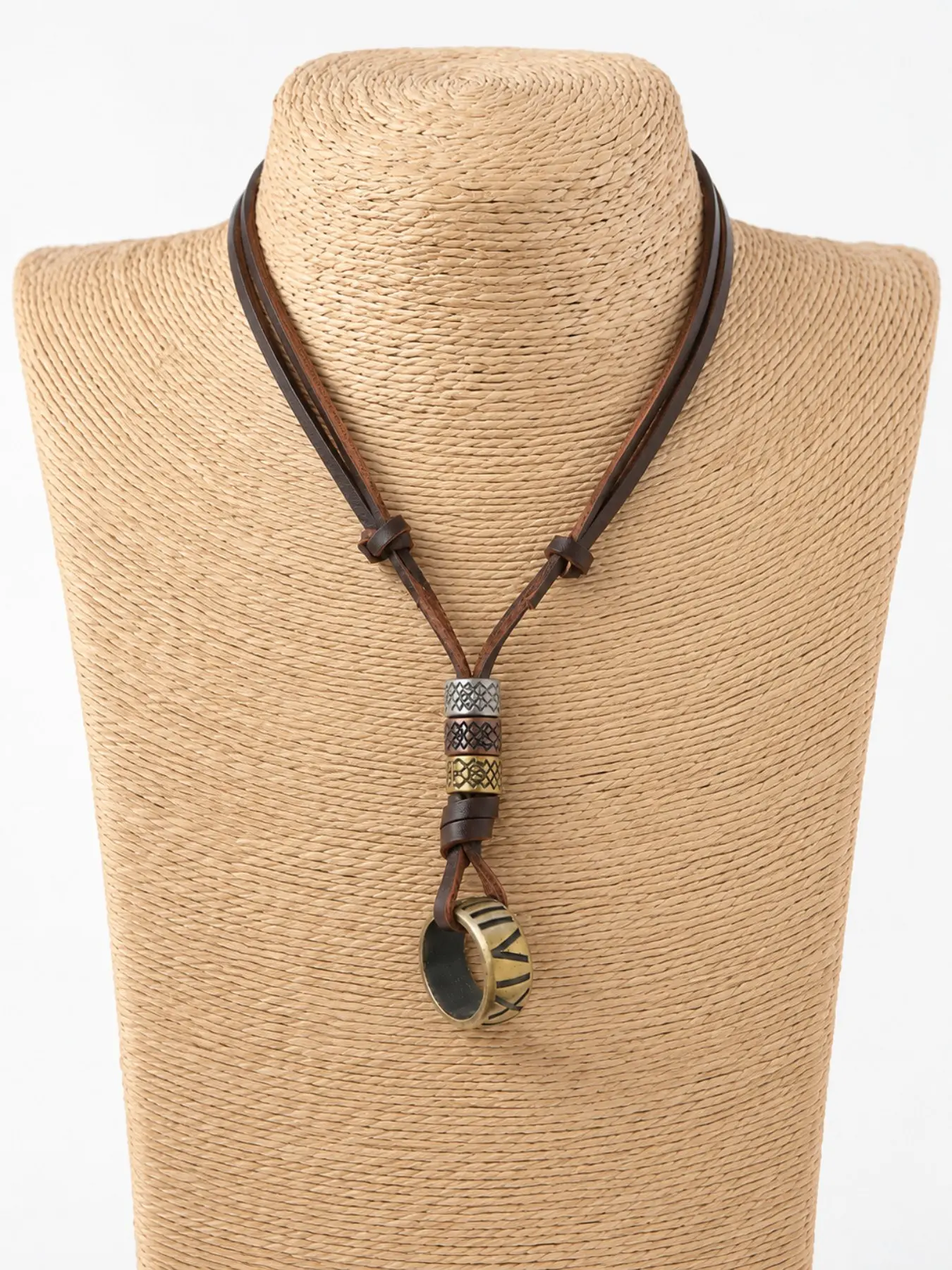 Vintage Lighter Shape Leather Pendant Necklace, Unisex Adjustable Collarbone Chain, Fashion Jewelry for Men and Women