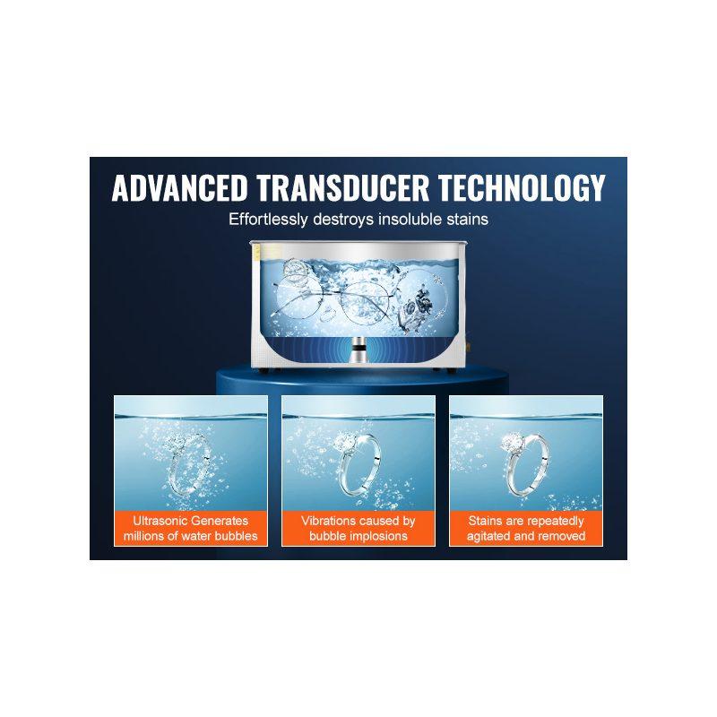 VEVOR Professional Ultrasonic Cleaner, 30 L Ultrasonic Jewelry Cleaner with Digital Timer Heater, Stainless Steel Industrial Sonic Cleaner 40kHz for Glasses, Watches, Rings, Small Parts