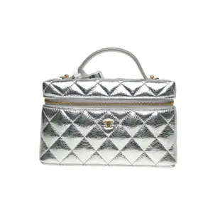 Pre-owned CHANEL Silver Laser Label Gold Hardware 26A P226258949