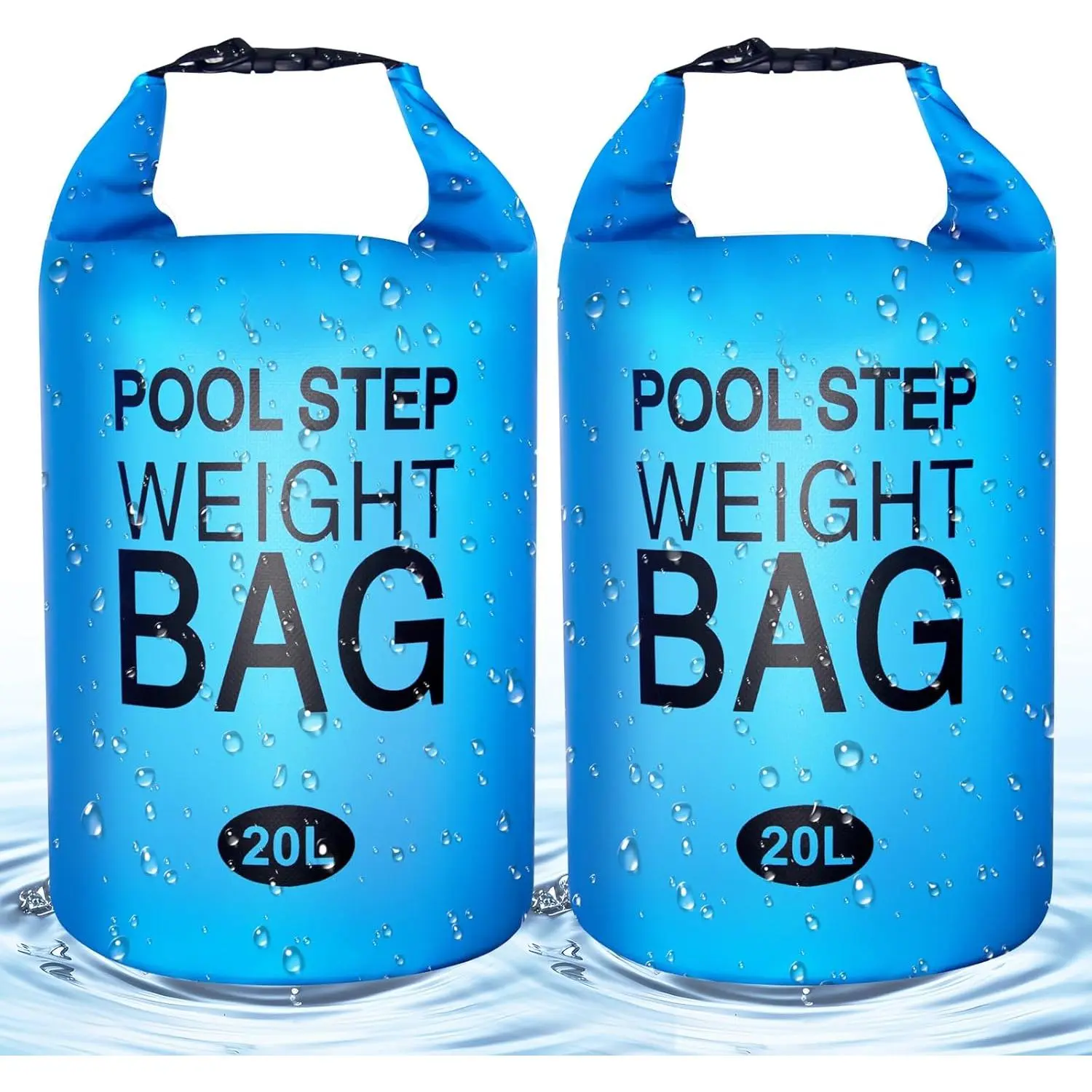 2-Pack Pool Ladder Weights (50 lbs Each) - Heavy-Duty 20L 500D PVC Fabric Sand Bags for Above Ground Pools, Water Resistant, Leak-Proof, Foldable, Easy to Fill, Compact Storage, Stabilizes Ladder, Prevents Shifting, Increases Safety, Rinse Then Dry