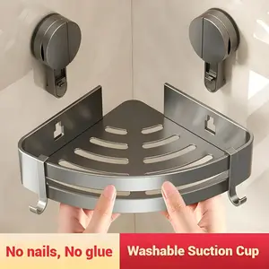 (Attention Usage Scenarios and Installation Steps)Aluminum Basket with Drainage No-Drill Shower Caddy with Hooks, Wall Mounted Bathroom Organizer Shelf, One-Touch Installation, Rustproof Durable Design for Shower Wall, Bathroom, Apartment, Dorm