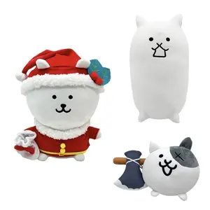 The Battle Cats Complete 3 Styles Plush Toy Full Set Game Stuffed Doll Christmas Santa Cat Long White Body Cat Gray Patch Axe Cat Cute Cartoon Kitty Soft Flannel Holiday Plushies Gift For Kids Teens Bedroom Sofa Desk Cabinet Xmas Party Decor