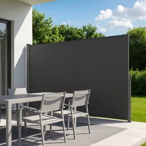 VEVOR Retractable Side Awning, 71"x118" (180x300 cm) Iron Frame Patio Screen, 180 g/m² Polyester Fabric, Waterproof Stable Sunshade Privacy Divider for Garden, Balcony, 20.8 lbs Gray