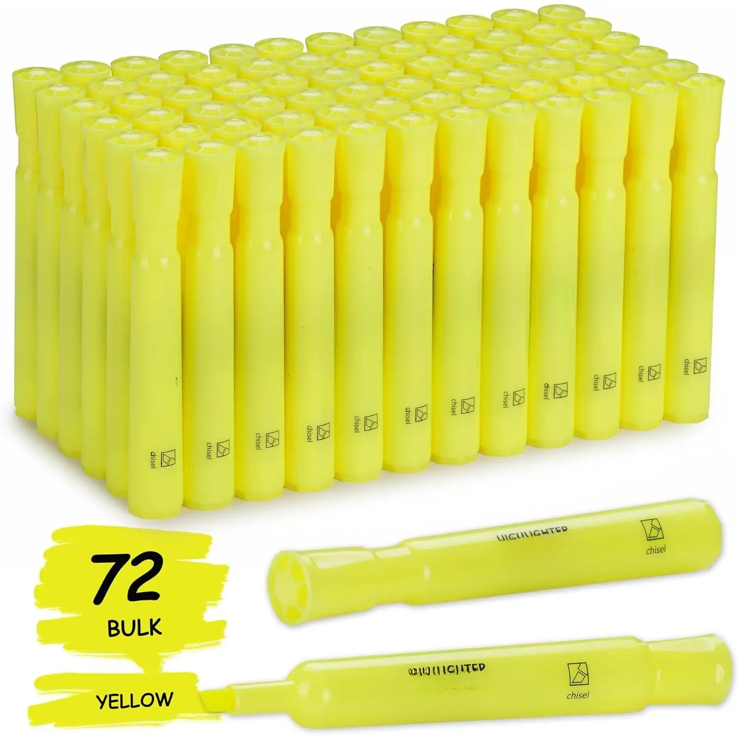 Highlighters Bulk, 72 Pack  Style Highlighters Set, Fluorescent Yellow, Chisel Tip Highlighter Markers Bulk for  and Adult Coloring, Highlighting as School Supplies