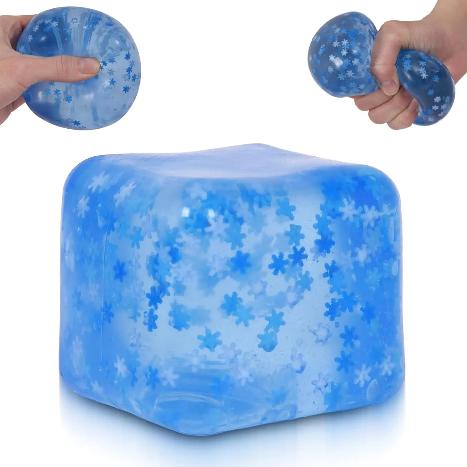 Snowflake Ice Cube Squishy Toy (5cm), Sensory Fidget Toy for Stress & Anxiety Relief, Soft Slow Rising Squeeze Toy for Adults Kids, Blue Cute Desk Toy