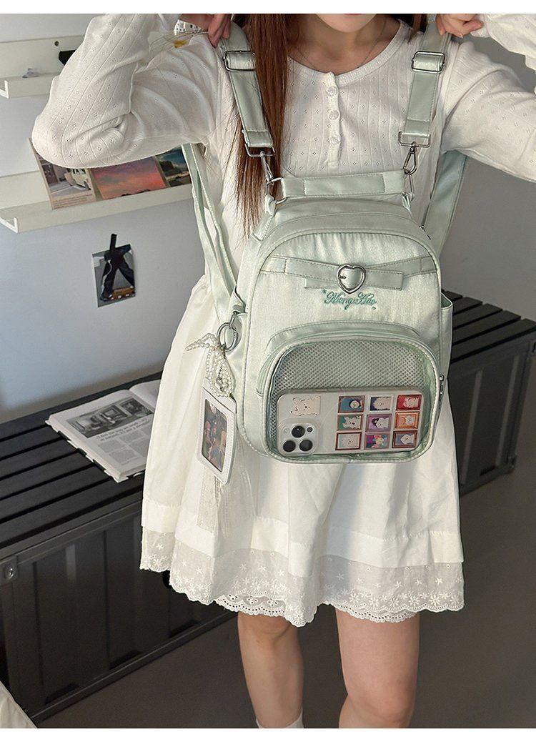 Y2K New Women Cute Ita Backpacks Lolita Girl Transparent Bag Fashion Shoulder Crossbody Bag Large Capacity DIY Display Knapsacks