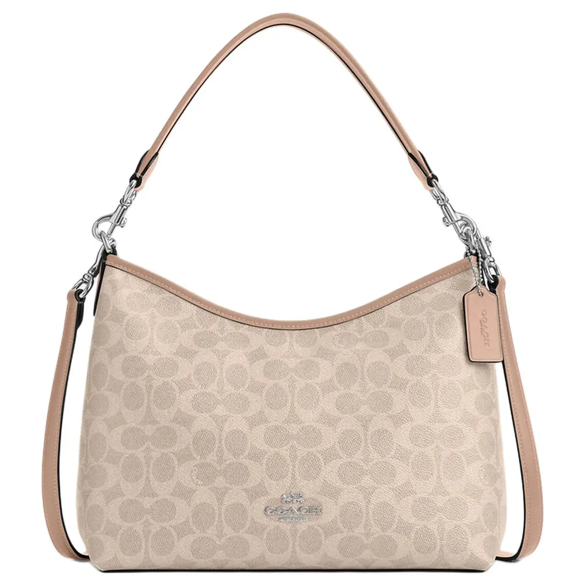 COACH Laurel 31 Detachable Strap Zip-Top Crossbody Handbag for Women, Coated Canvas, Beige and Taupe
