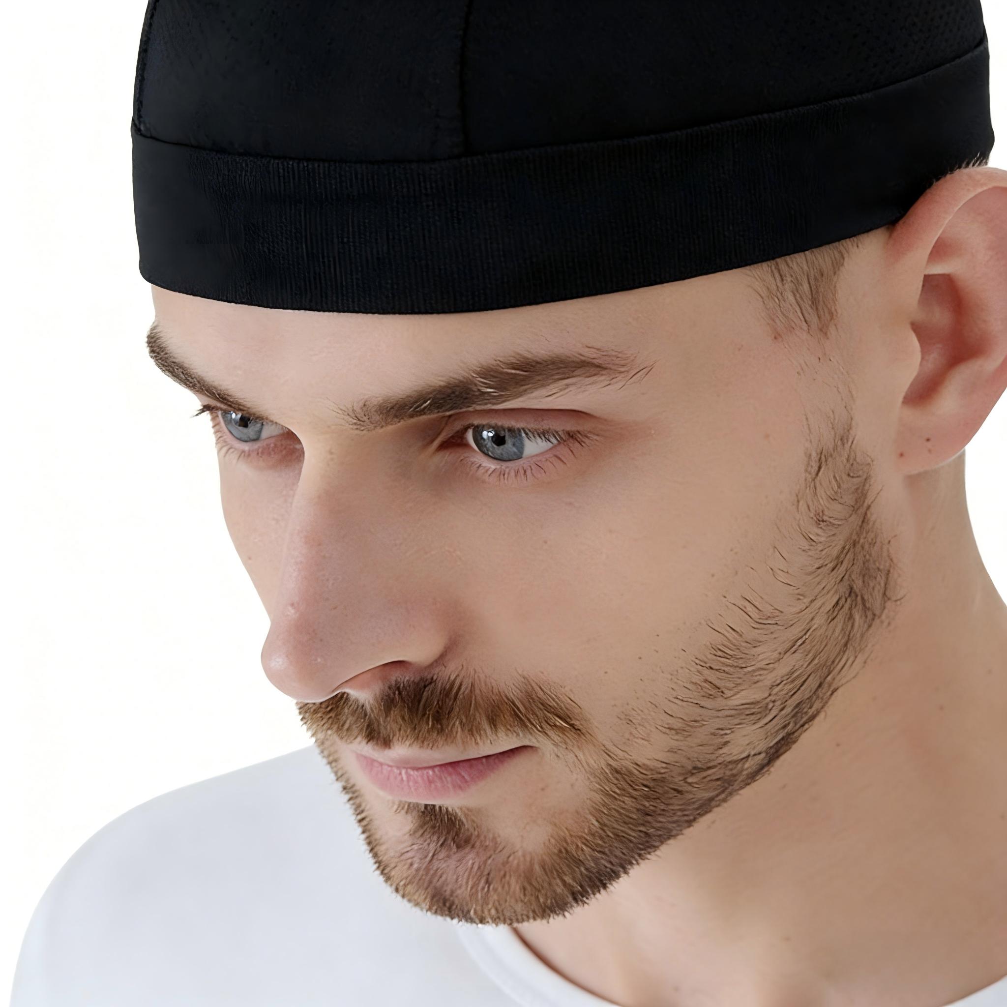 Black Cycling Skull Cap, Windproof Breathable Bike Helmet Liner for Men & Women