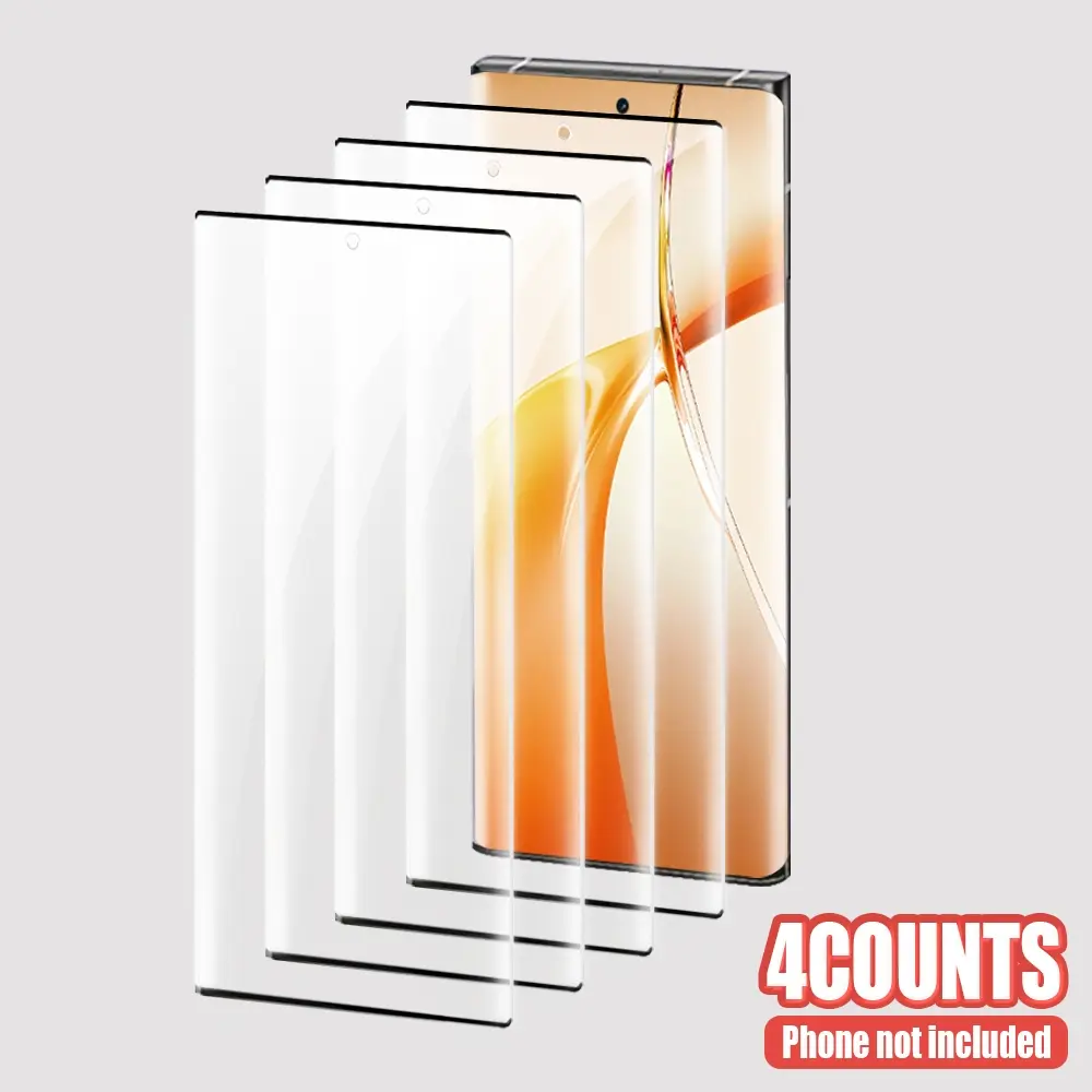 4Pcs HD 9H Tempered Glass Screen Protector Compatible with Samsung Galaxy S22/S22 Plus/S22 Ultra, Heavy Scratch Resistance, 3D Curved Edge Full Coverage Protection