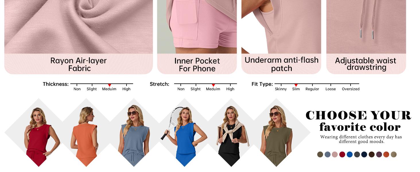 GRECERELLE Women's Summer 2 Piece Skort Set Cap Sleeve Round Neck Top & Tennis Skirt with Pockets for Athletic & Casual