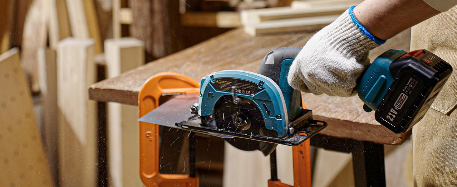 Cordless Mini Circular Saw, SeeSii 4-1/2" Electric Compact Circular Saw with 4.0Ah Battery, 5380RPM, 4 Saw Blades, Rip Guide, Max Cutting Depth 1-11/16"(90°), 1-1/8"(45°) for Wood, Plastic, Soft Metal CS410B #TikTokShopBlackFriday