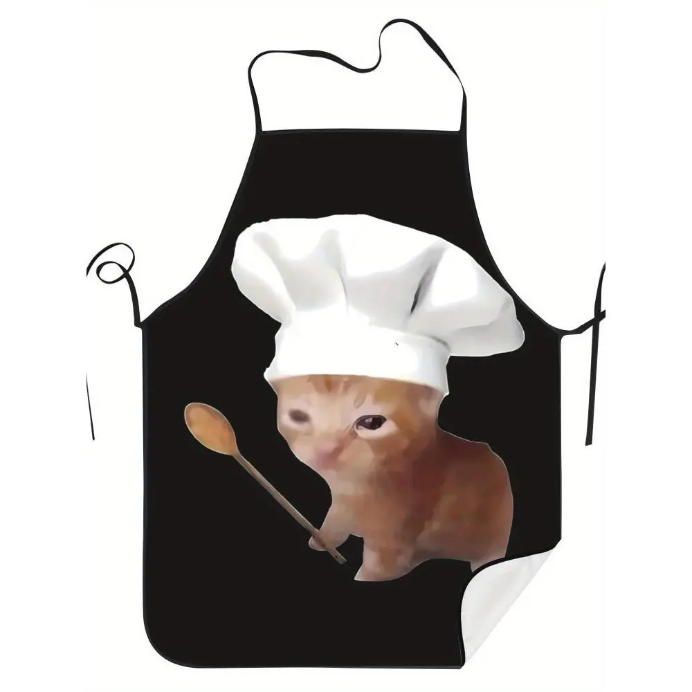 1pc Cute And Healing Theme Apron - Orange Cat Chef Cute And Healing Style (Orange Cat Chef Cooking Image, Combination of Cute And Healing Elements) Pattern Design - Suitable for Cute Pet-Themed Parties, Scenes Featuring Cats And Food Lovers, Etc