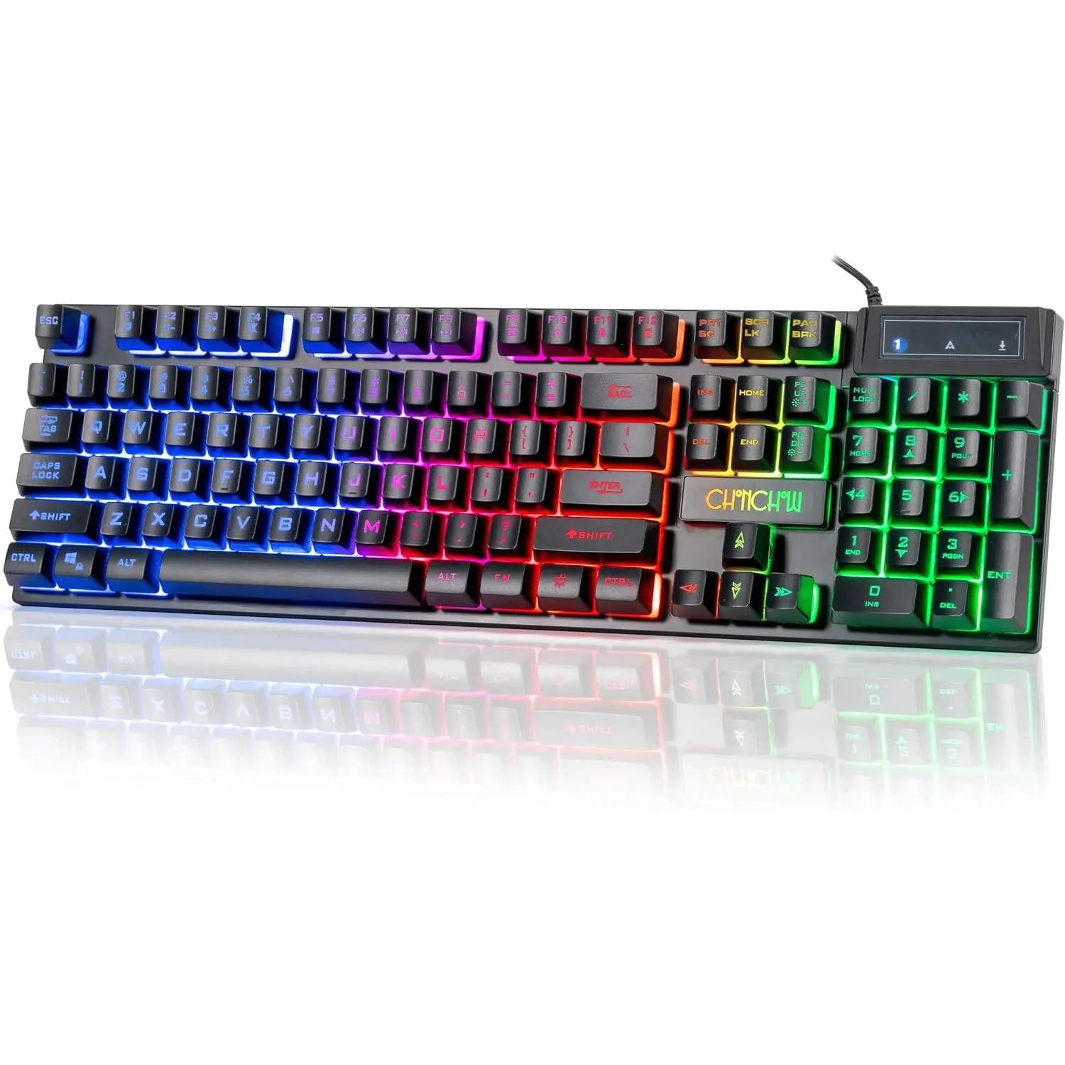 Wired Gaming Keyboard, 104 Keys Full Size, with Anti-Ghosting and Multimedia Keys, LED Backlit Light Up Keyboard for PC Mac Laptop Desktop, Gaming or OfficeGift