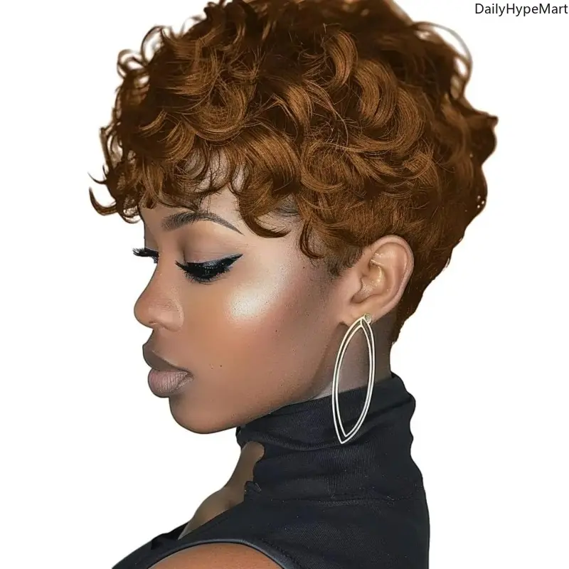 Unisex Fit Synthetic Hair Pixie Cut Wig - Short Black Kinky Curly Wig, Retro Glamorous Fashion Accessory Set, Natural Look for Party & Every Occasion, Unique Confident Style