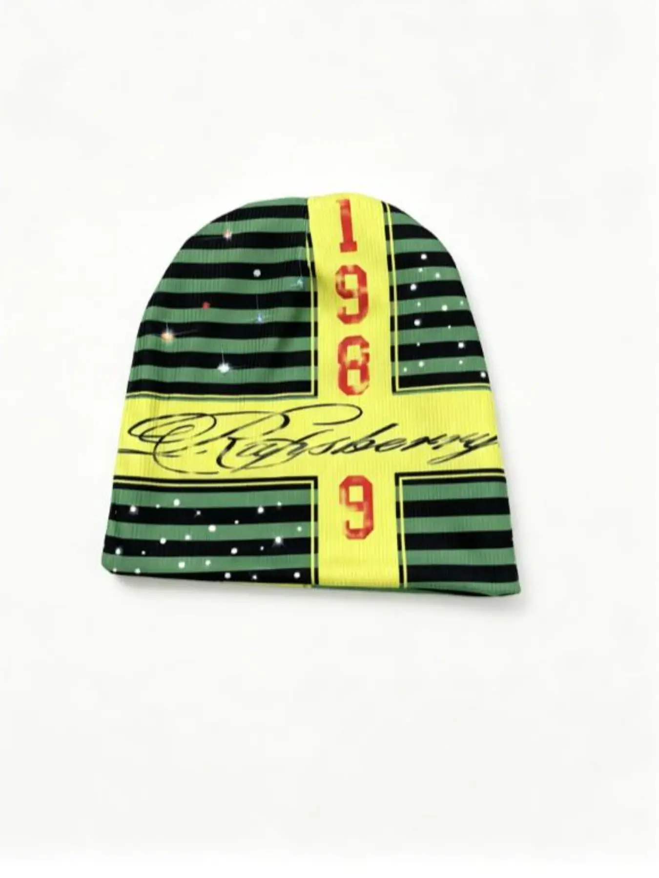 High Elastic Breathable Beanie, Geometric Pattern, Stretch Fit, Casual Style, Fall & Winter, Unisex Turban Hat, Artistic Letter Print