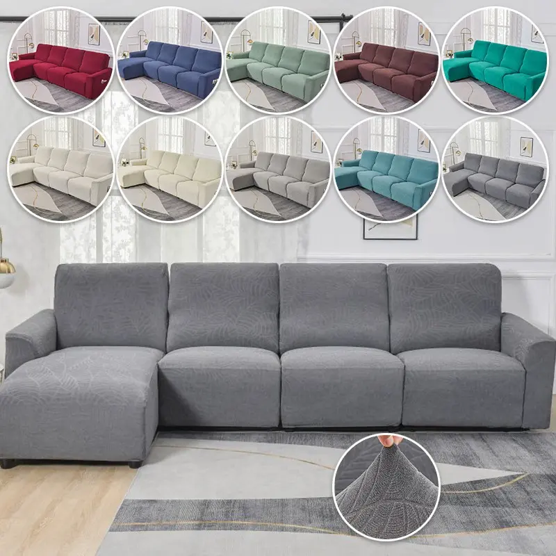 L-Shape Sofa Cover, Leaf Pattern Chaise Lounge Protector, Couch Protector, Reusable Anti-Scratch & Stain, Washable Couch Covers, Fits Chesterfield Sofas