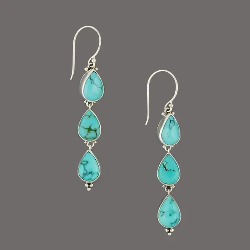 Turquoise Natural Gemstone 925 Sterling Silver Handmade Genuine Earrings