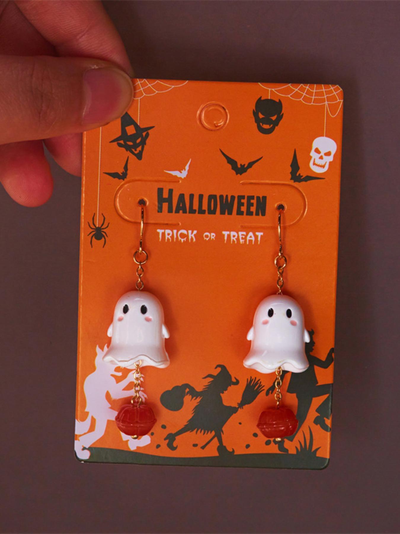 Cute Ghost Pumpkin Earrings, Lightweight Earring, Gothic Style Halloween Ear Pendants, Unique Hanging Design, Perfect for Party