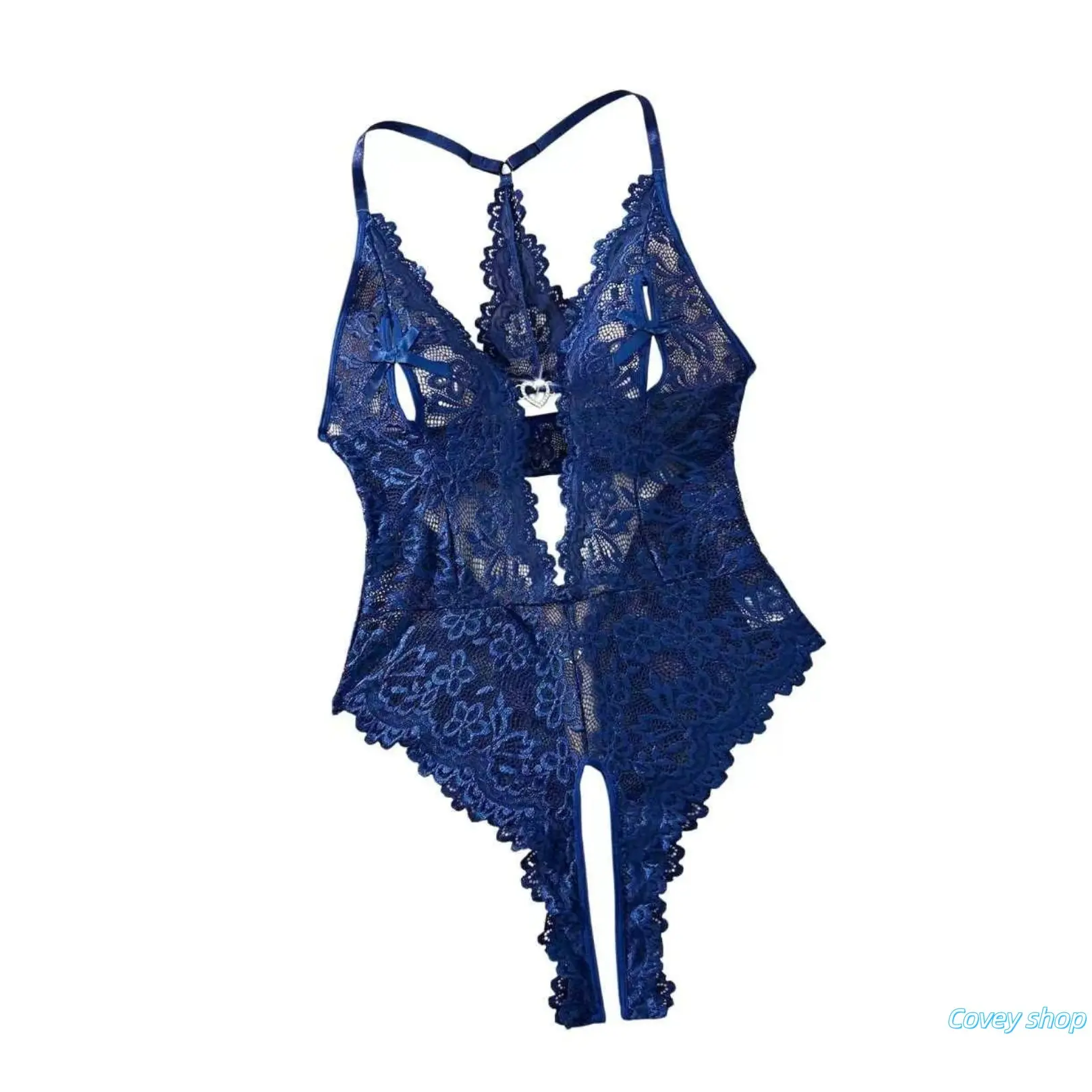 Women's Sexy Backless Soft Comfy Lingerie, Underwear Lace Floral Babydoll with Heart-Shaped Button, Unique Semi-Transparent Design Fitted Cut Sleeveless Clothing for All Seasons, Valentine's Gift, Contrast Lace Underwear